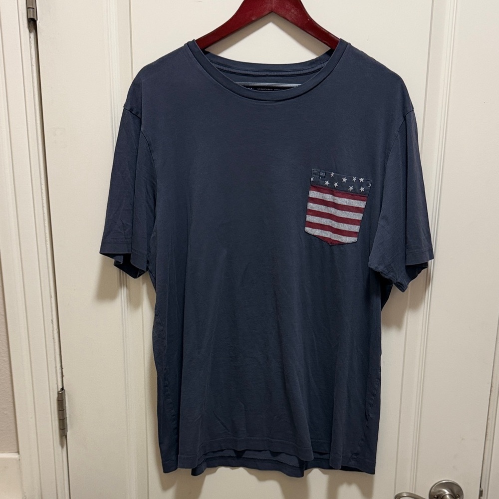 Travis Mathew Navy Tee with Flag Pocket